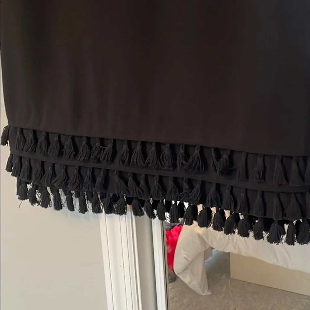 Black Zara Dress with Fringe bottom - Picture 2 of 5